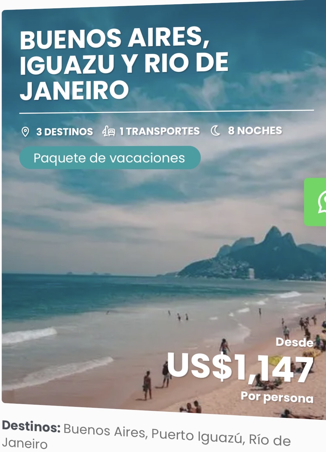 Buenos Aires, Iguazú y Río de Janeiro
