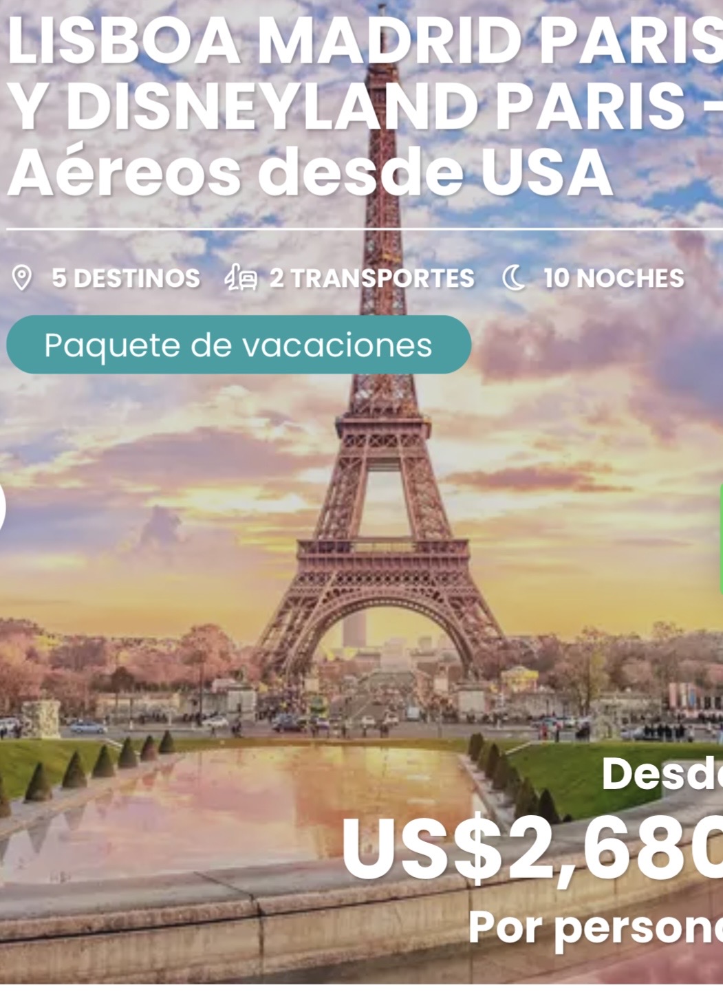 Lisboa, Madrid, París y Disneyland París — Aéreos desde USA